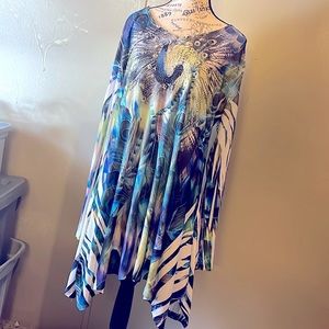 Pyramid Collection peacock long tunic